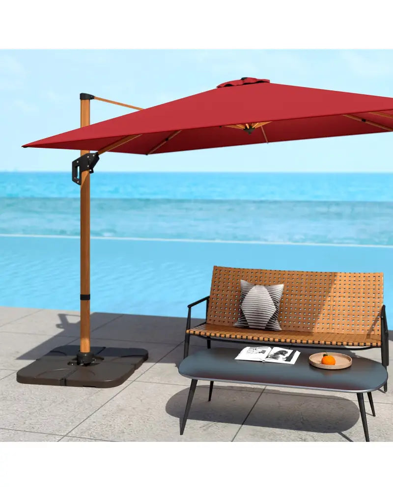 20 Inch Patio Offset Water Filled Plate Umbrella Base Sand-Coffee - Coffee - Outdoor Umbrella Bases