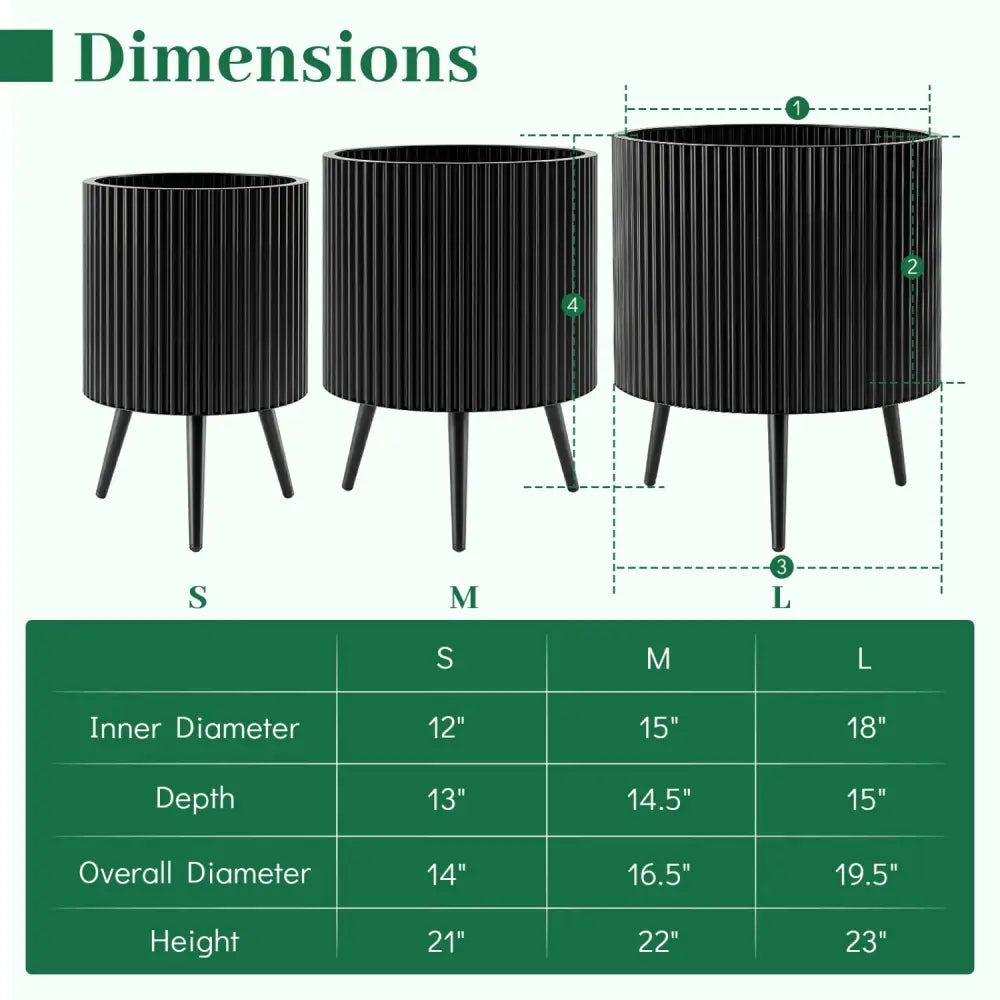 20 Inch Plant Pot with Stand and Tapered Legs for Garden - Raised Garden Beds