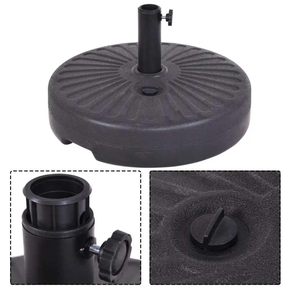 20 Inch Round 23L Water Filled Umbrella Base - Black - Outdoor Umbrella Bases