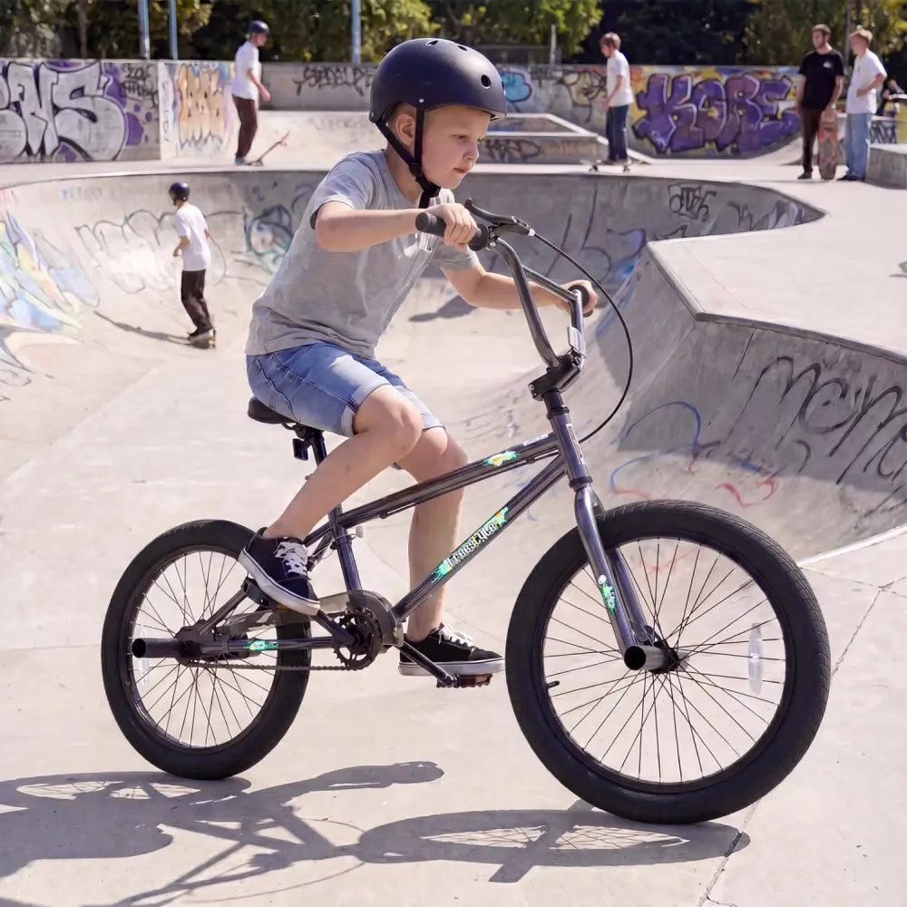 20 Inch Trick Bicycle with 360 Degree Steering and Adjustable Seat for Kids and Teens-Black - Black - Kids Bike