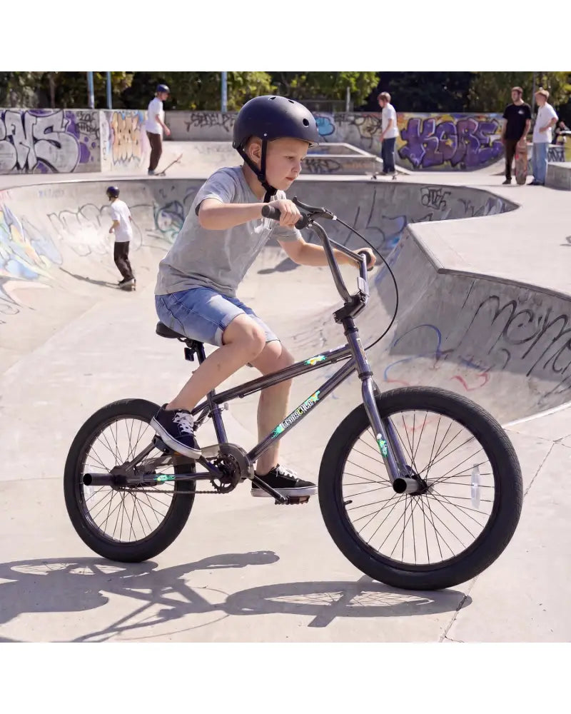 20 Inch Trick Bicycle with 360 Degree Steering and Adjustable Seat for Kids and Teens-Black - Black - Kids Bike