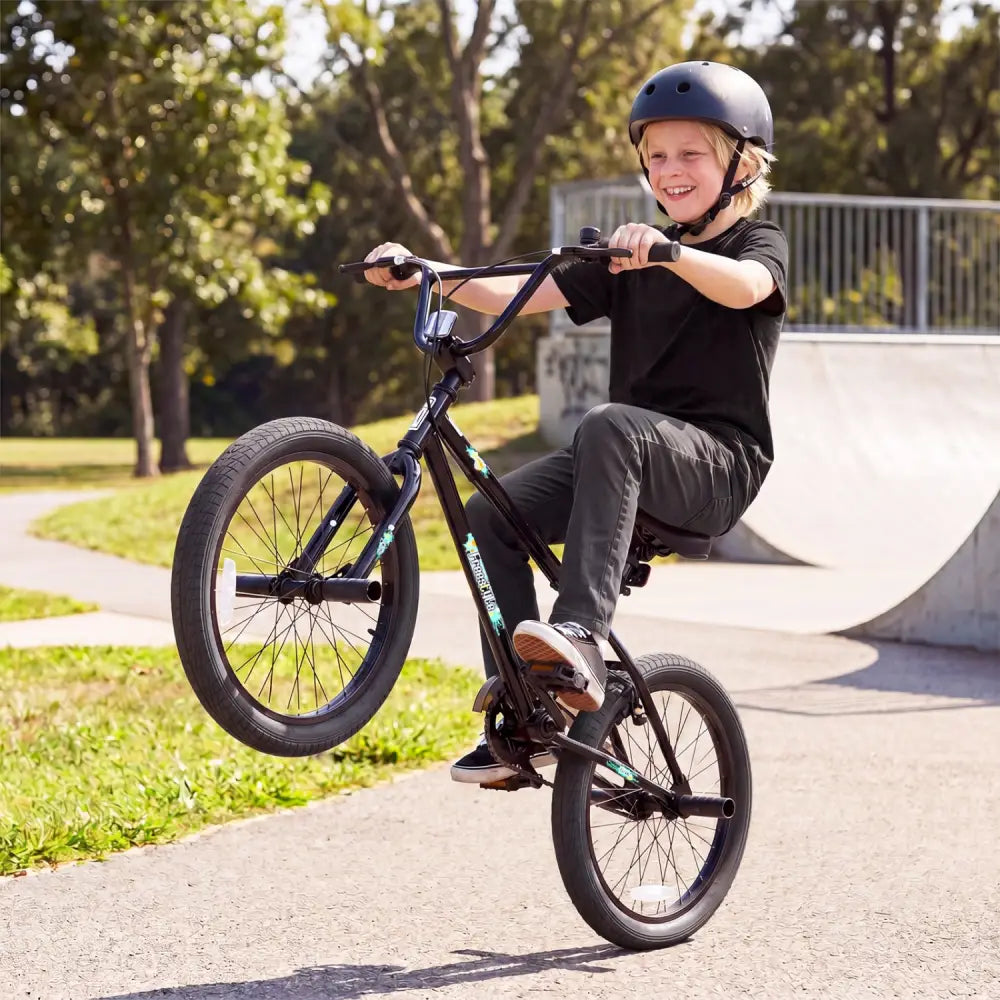 20 Inch Trick Bicycle with 360 Degree Steering and Adjustable Seat for Kids and Teens-Black - Black - Kids Bike