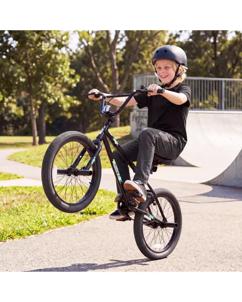 20 Inch Trick Bicycle with 360 Degree Steering and Adjustable Seat for Kids and Teens-Black - Black - Kids Bike