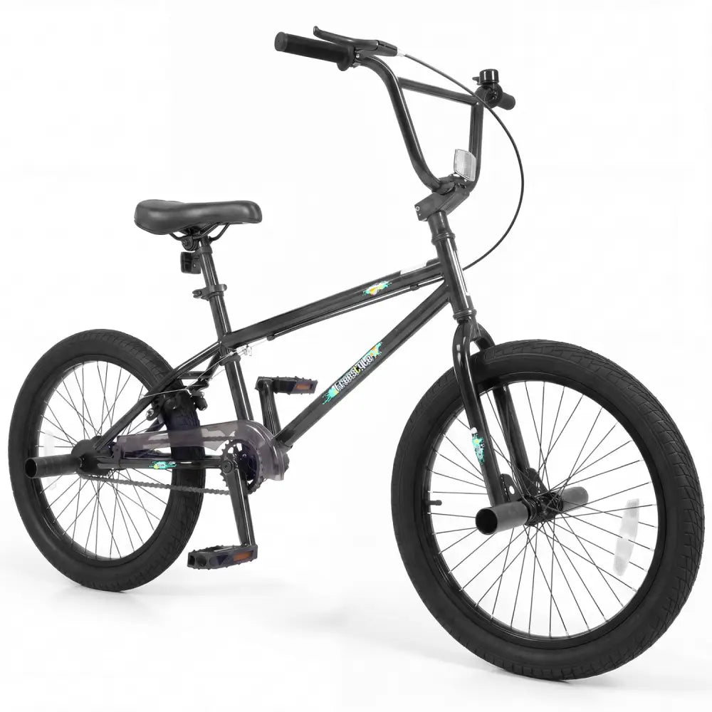 20 Inch Trick Bicycle with 360 Degree Steering and Adjustable Seat for Kids and Teens-Black - Black - Kids Bike
