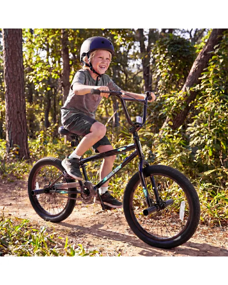 20 Inch Trick Bicycle with 360 Degree Steering and Adjustable Seat for Kids and Teens-Black - Black - Kids Bike