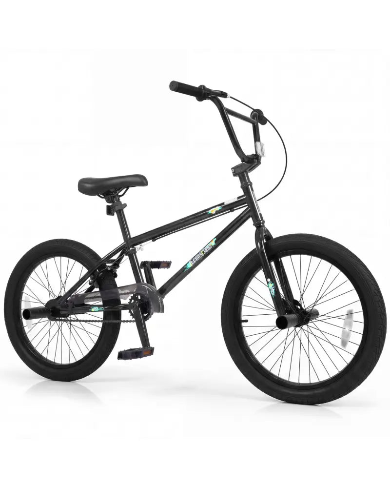 20 Inch Trick Bicycle with 360 Degree Steering and Adjustable Seat for Kids and Teens-Black - Black - Kids Bike