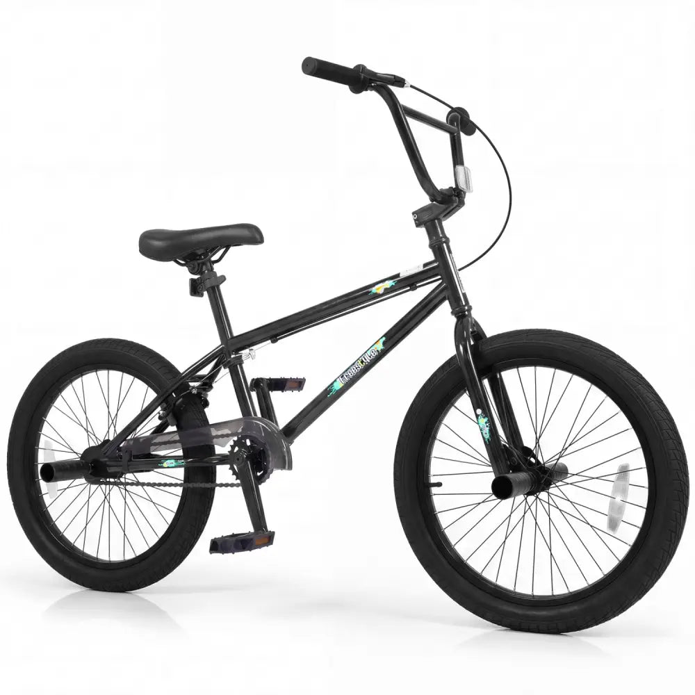 20 Inch Trick Bicycle with 360 Degree Steering and Adjustable Seat for Kids and Teens-Black - Black - Kids Bike