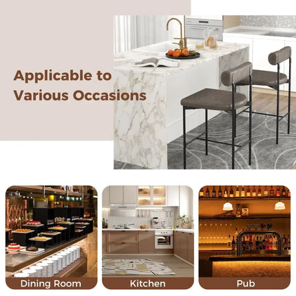 20 Inch Upholstered Bar Stools Set of 2 Counter Height Bar Chairs with  Backrest-Gray Costway