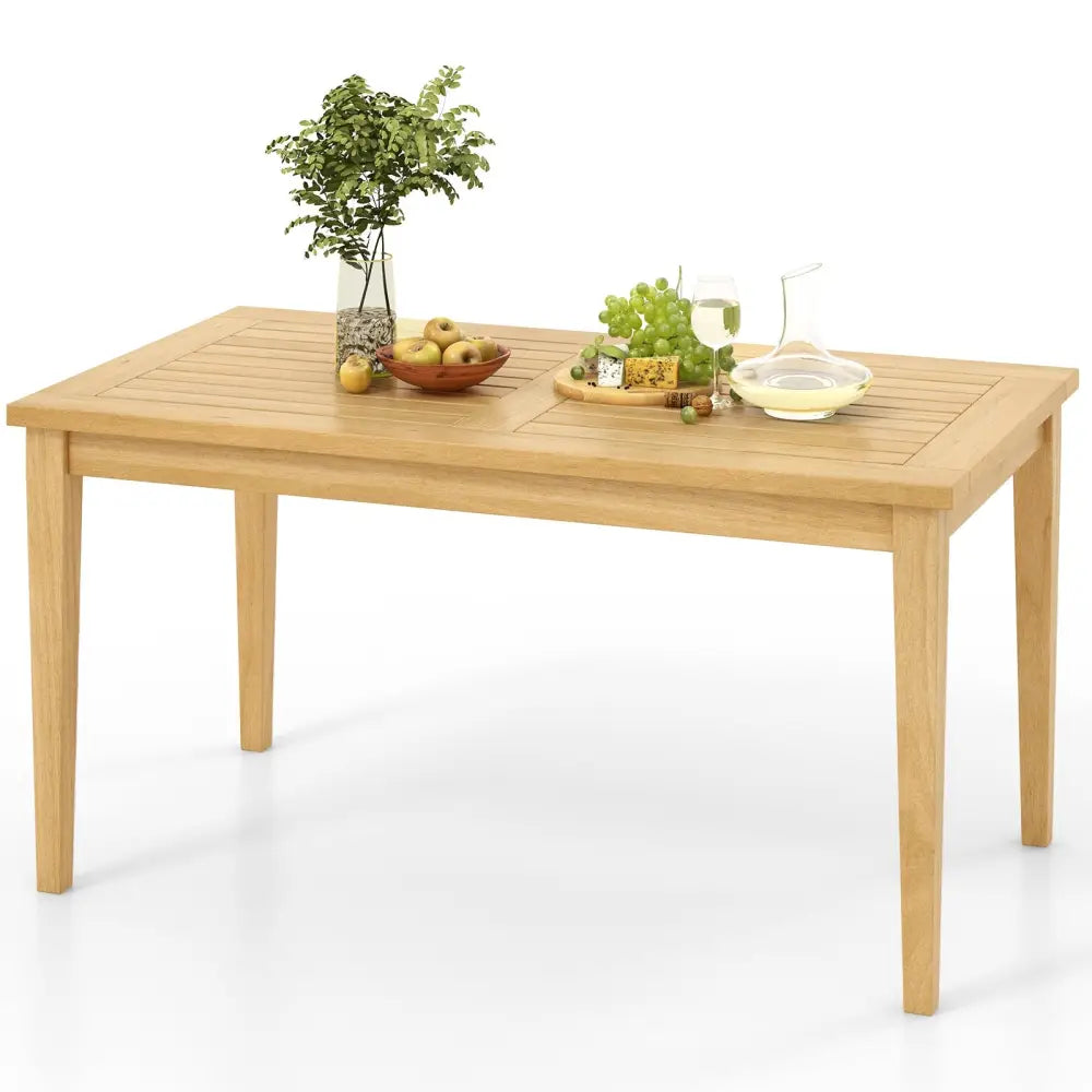 20 Inch x 35.5 Inch Outdoor Teak Wood Coffee Table with Slatted Tabletop for Balcony - Natural - Patio Coffee Tables