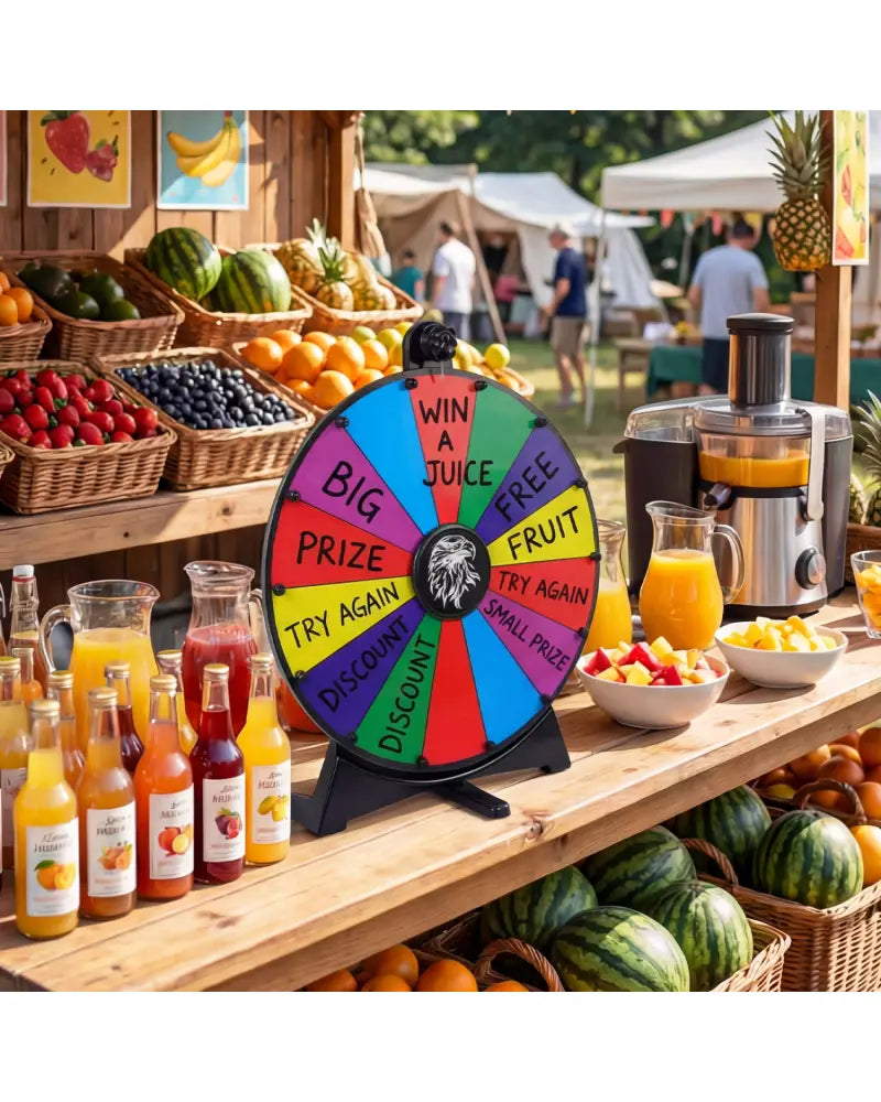 20 Inches 14 Slots Spin Wheel with Blackboard Marker for Prizes-Multicolor - Multicolor - Game Room
