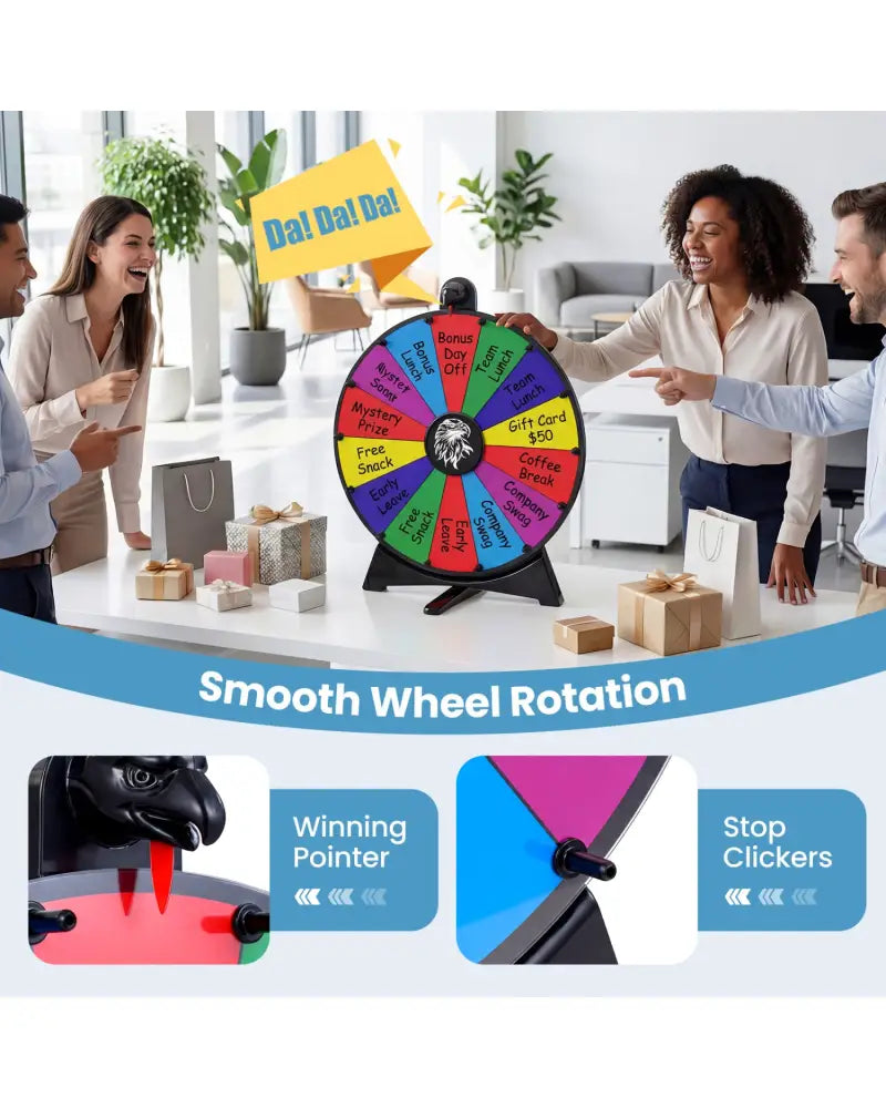 20 Inches 14 Slots Spin Wheel with Blackboard Marker for Prizes-Multicolor - Multicolor - Game Room
