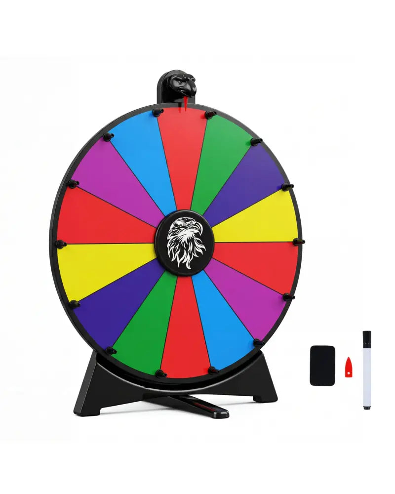 20 Inches 14 Slots Spin Wheel with Blackboard Marker for Prizes-Multicolor - Multicolor - Game Room