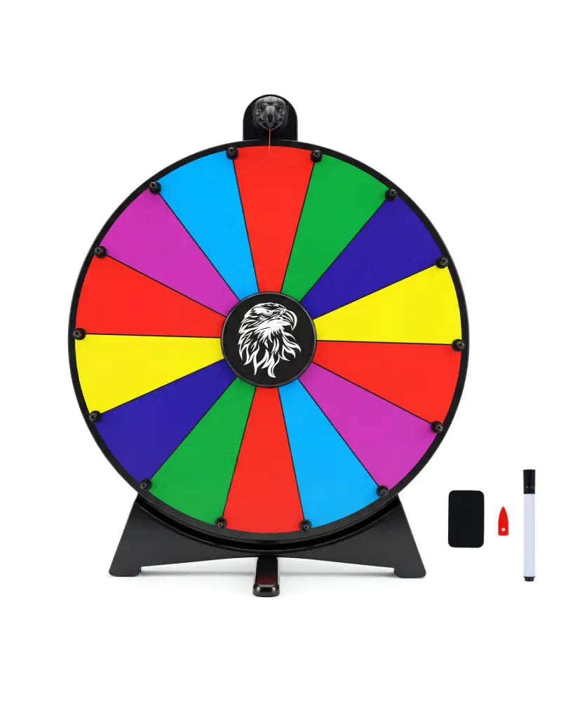 20 Inches 14 Slots Spin Wheel with Blackboard Marker for Prizes-Multicolor - Multicolor - Game Room