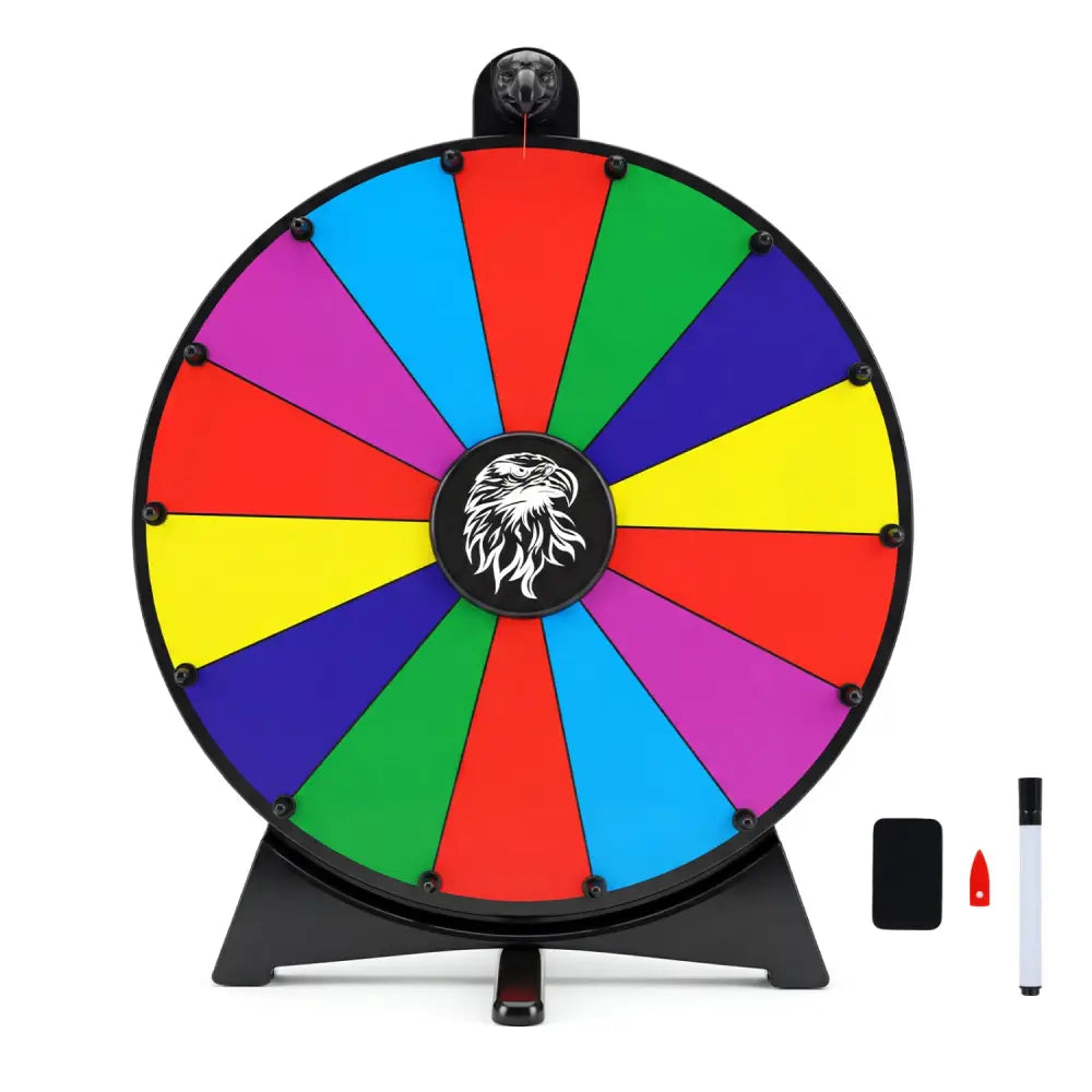 20 Inches 14 Slots Spin Wheel with Blackboard Marker for Prizes-Multicolor - Multicolor - Game Room