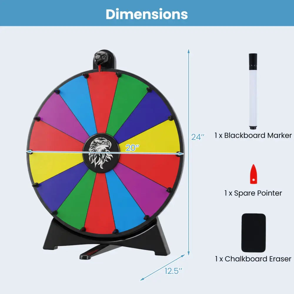 20 Inches 14 Slots Spin Wheel with Blackboard Marker for Prizes-Multicolor - Multicolor - Game Room