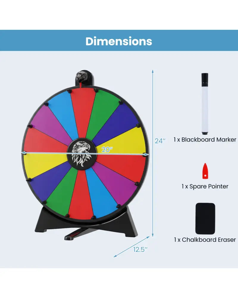 20 Inches 14 Slots Spin Wheel with Blackboard Marker for Prizes-Multicolor - Multicolor - Game Room
