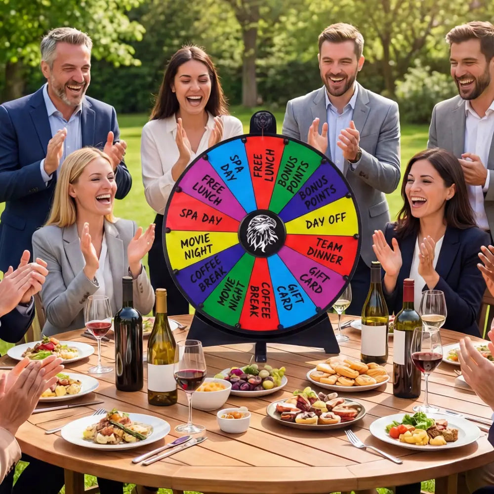 20 Inches 14 Slots Spin Wheel with Blackboard Marker for Prizes-Multicolor - Multicolor - Game Room