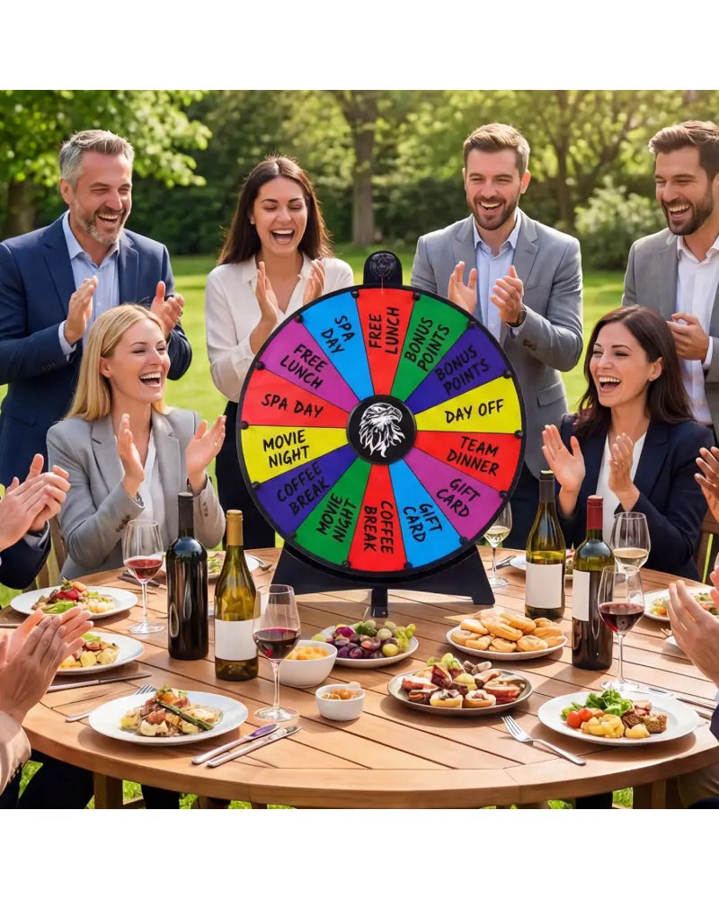 20 Inches 14 Slots Spin Wheel with Blackboard Marker for Prizes-Multicolor - Multicolor - Game Room