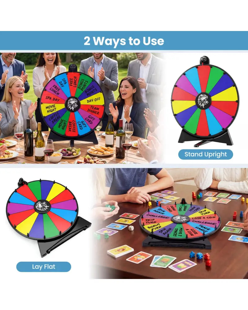 20 Inches 14 Slots Spin Wheel with Blackboard Marker for Prizes-Multicolor - Multicolor - Game Room