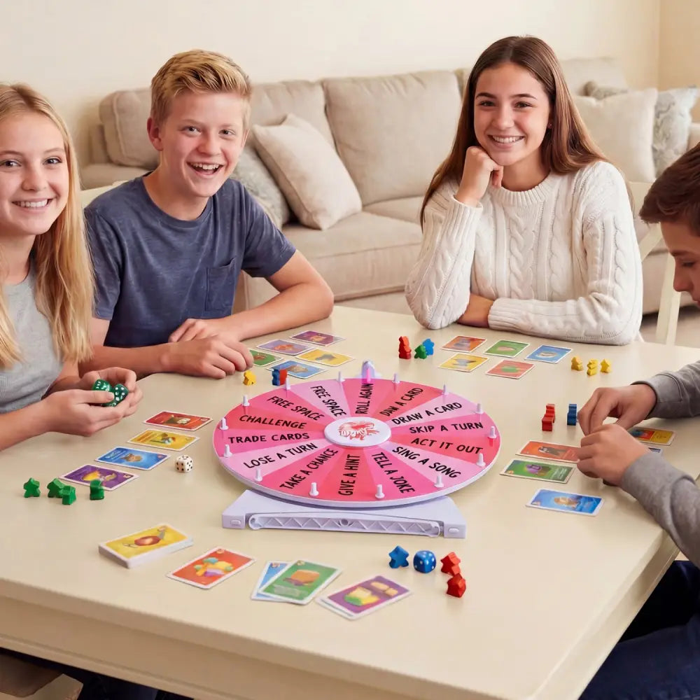 20 Inches 14 Slots Spin Wheel with Blackboard Marker for Prizes-Pink - Pink - Game Room