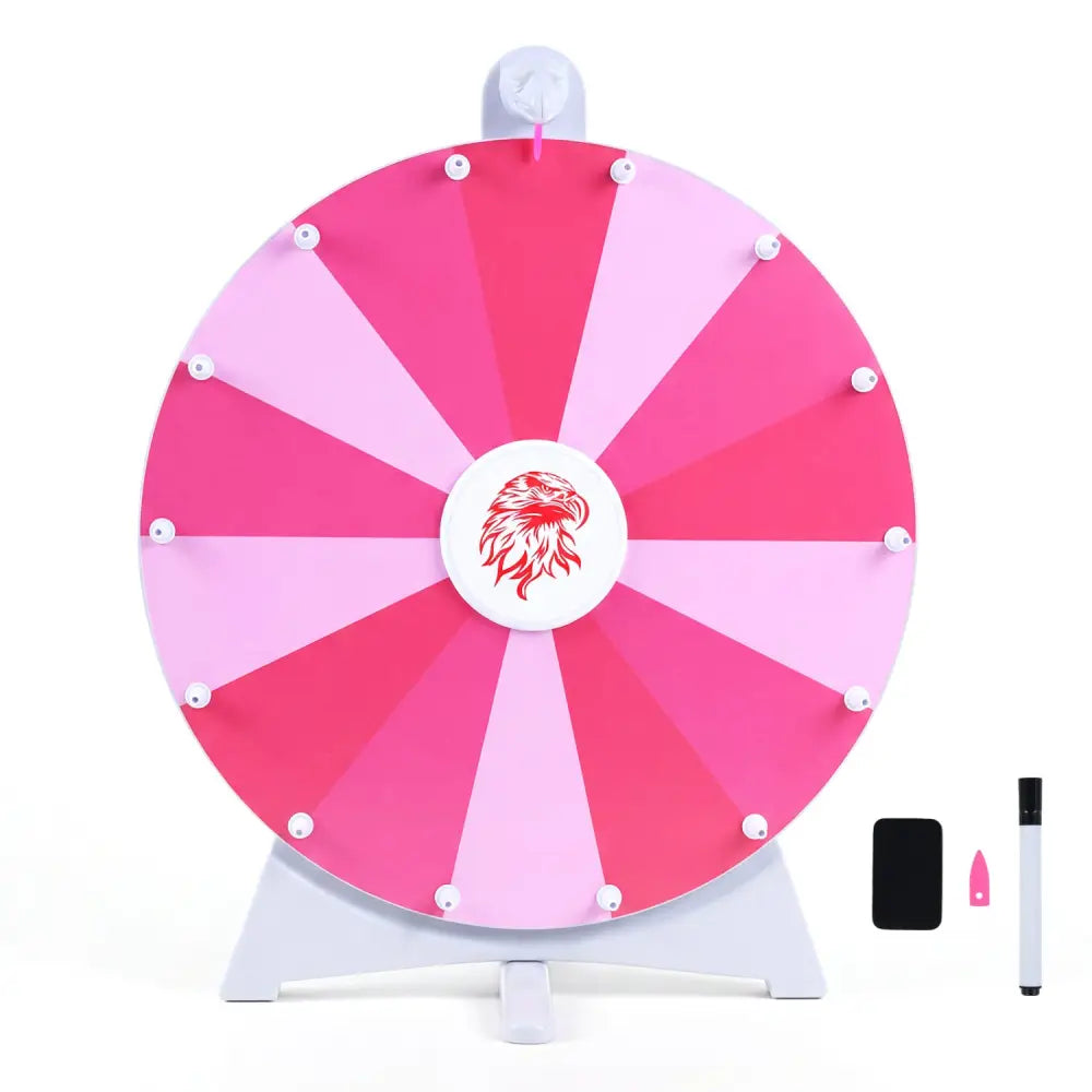 20 Inches 14 Slots Spin Wheel with Blackboard Marker for Prizes-Pink - Pink - Game Room