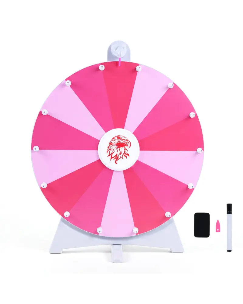 20 Inches 14 Slots Spin Wheel with Blackboard Marker for Prizes-Pink - Pink - Game Room