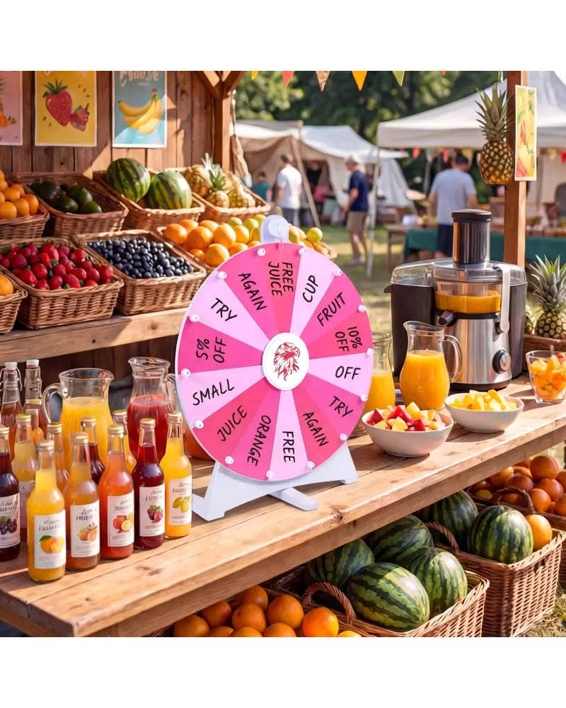 20 Inches 14 Slots Spin Wheel with Blackboard Marker for Prizes-Pink - Pink - Game Room