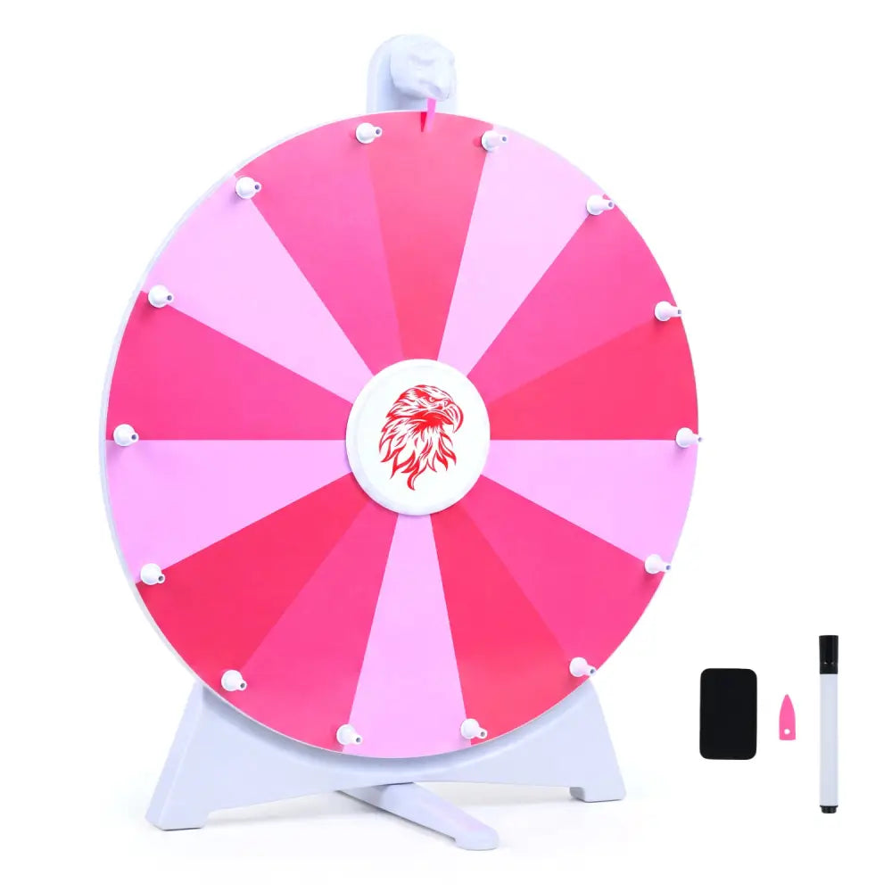 20 Inches 14 Slots Spin Wheel with Blackboard Marker for Prizes-Pink - Pink - Game Room