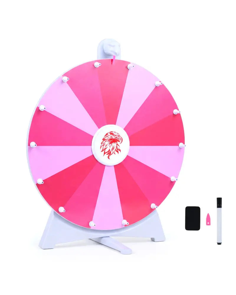 20 Inches 14 Slots Spin Wheel with Blackboard Marker for Prizes-Pink - Pink - Game Room