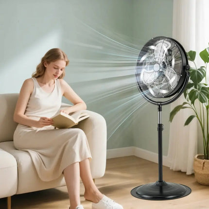20 Inches High Velocity Pedestal Fan with 3 Speeds and Adjustable Height-Black Costway