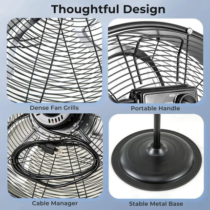 20 Inches High Velocity Pedestal Fan with 3 Speeds and Adjustable Height-Black Costway