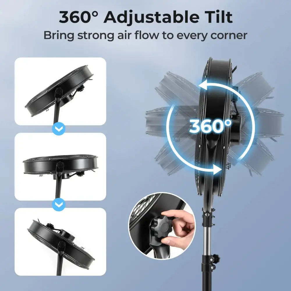 20 Inches High Velocity Pedestal Fan with 3 Speeds and Adjustable Height-Black Costway