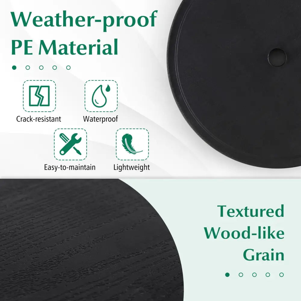 20 Inches Outdoor Adjustable Umbrella Table with 1.5 Inches Umbrella Hole - Black - Outdoor Umbrella Bases