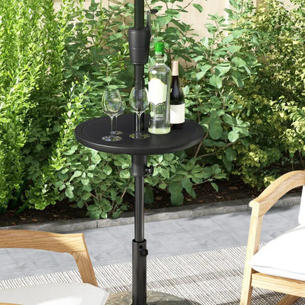 20 Inches Outdoor Adjustable Umbrella Table with 1.5 Inches Umbrella Hole - Black - Outdoor Umbrella Bases