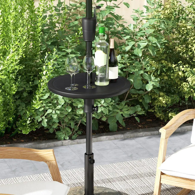 20 Inches Outdoor Adjustable Umbrella Table with 1.5 Inches Umbrella Hole - Black - Outdoor Umbrella Bases
