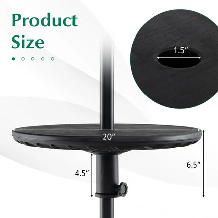 20 Inches Outdoor Adjustable Umbrella Table with 1.5 Inches Umbrella Hole - Black - Outdoor Umbrella Bases