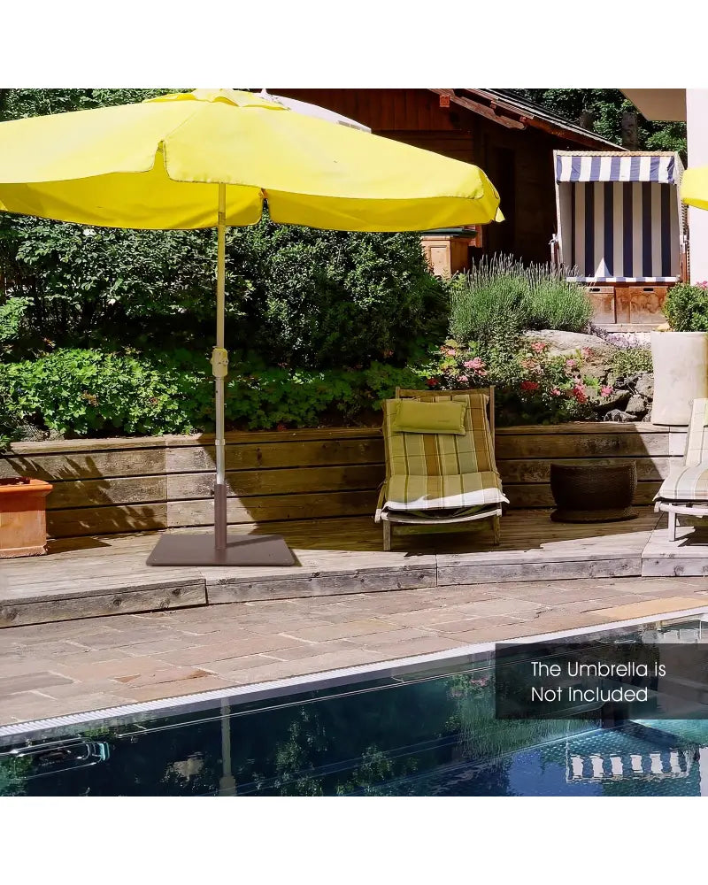20 Inches Patio Umbrella Base Stand with 4 Adjustable Footpads-Brown - Brown - Outdoor Umbrella Bases