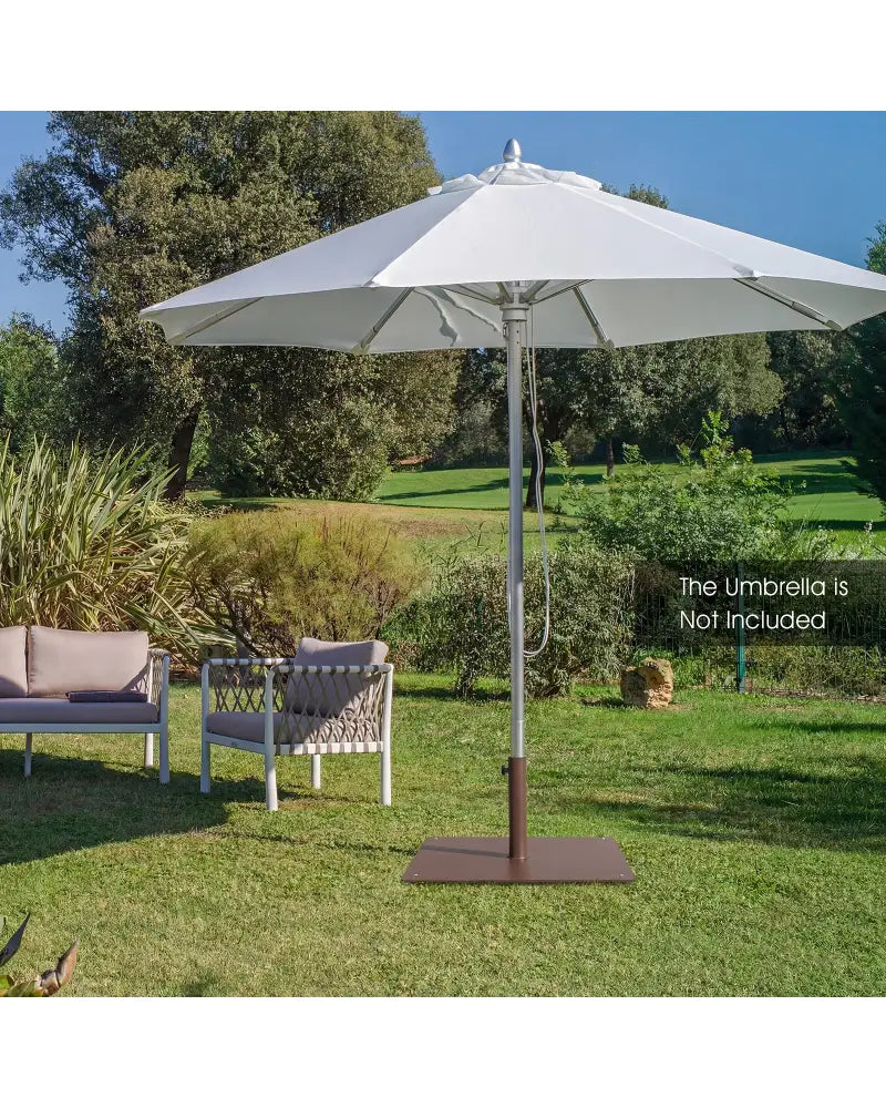 20 Inches Patio Umbrella Base Stand with 4 Adjustable Footpads-Brown - Brown - Outdoor Umbrella Bases
