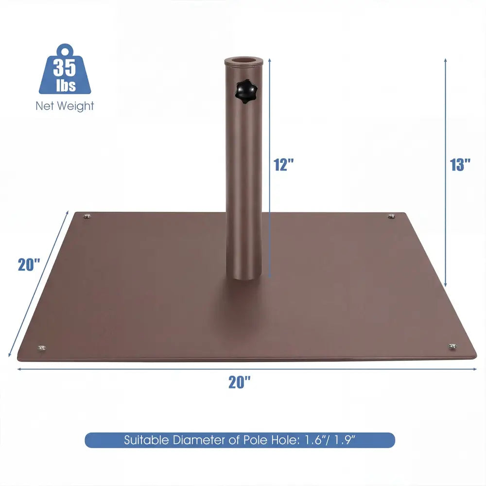 20 Inches Patio Umbrella Base Stand with 4 Adjustable Footpads-Brown - Brown - Outdoor Umbrella Bases
