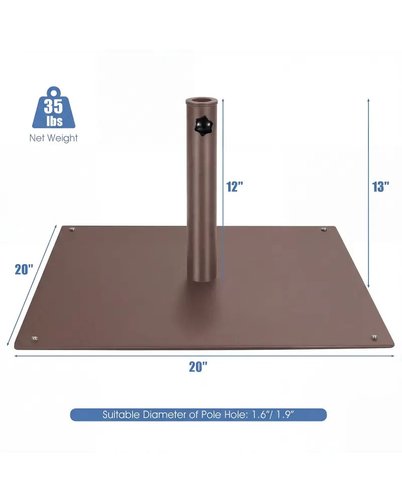 20 Inches Patio Umbrella Base Stand with 4 Adjustable Footpads-Brown - Brown - Outdoor Umbrella Bases