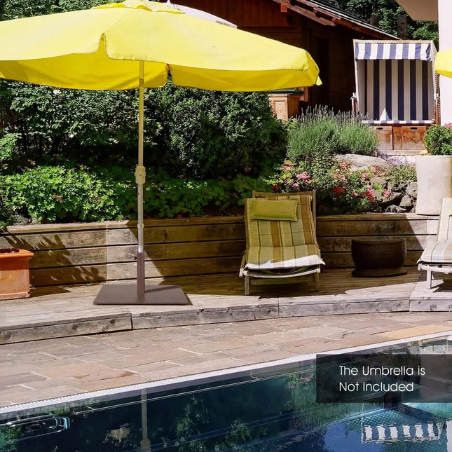 20 Inches Patio Umbrella Base Stand with 4 Adjustable Footpads-Brown - Brown - Outdoor Umbrella Bases