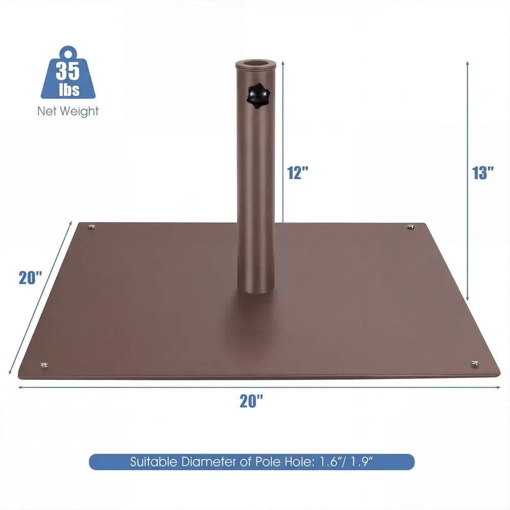 20 Inches Patio Umbrella Base Stand with 4 Adjustable Footpads-Brown - Brown - Outdoor Umbrella Bases