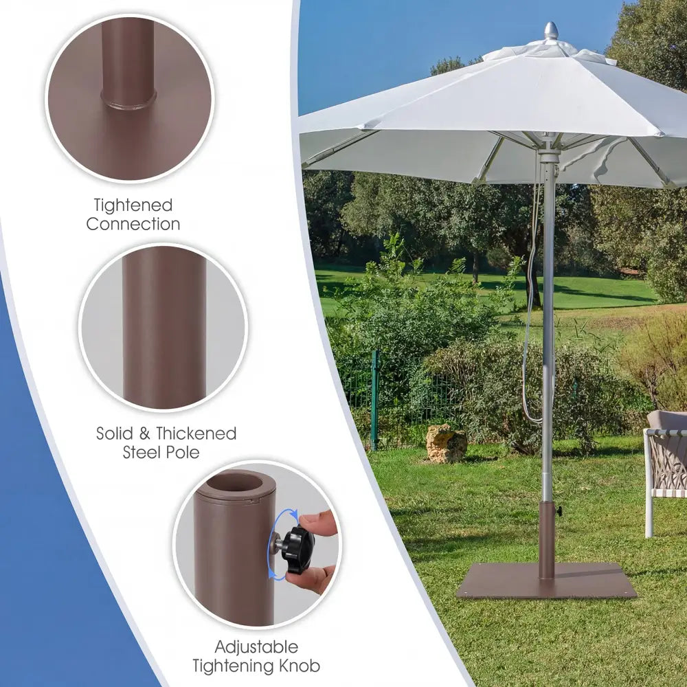 20 Inches Patio Umbrella Base Stand with 4 Adjustable Footpads-Brown - Brown - Outdoor Umbrella Bases