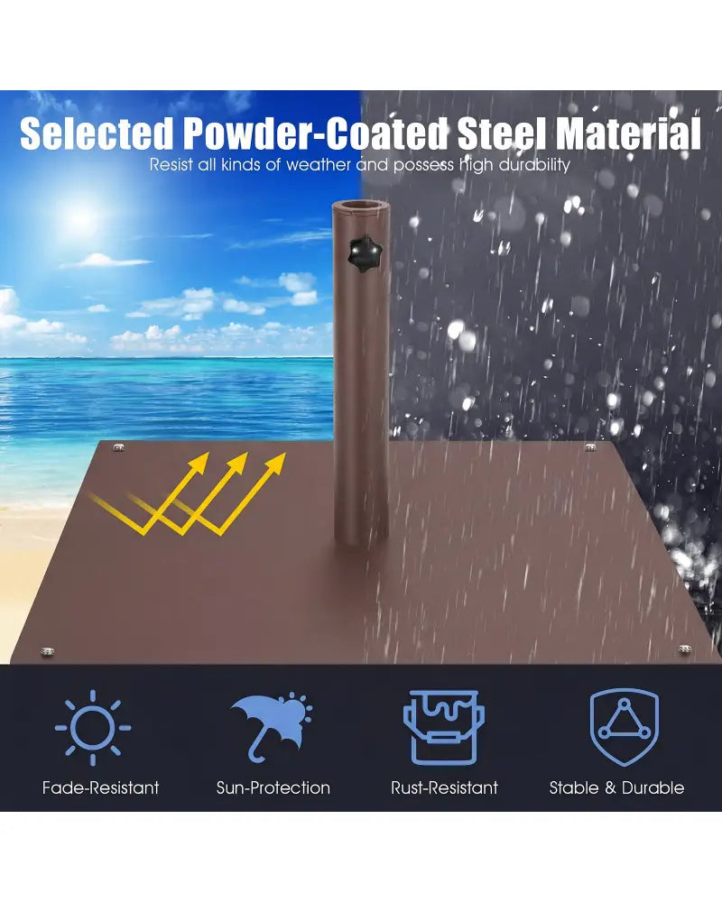 20 Inches Patio Umbrella Base Stand with 4 Adjustable Footpads-Brown - Brown - Outdoor Umbrella Bases