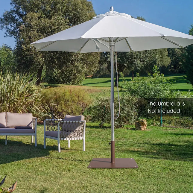 20 Inches Patio Umbrella Base Stand with 4 Adjustable Footpads-Brown - Brown - Outdoor Umbrella Bases