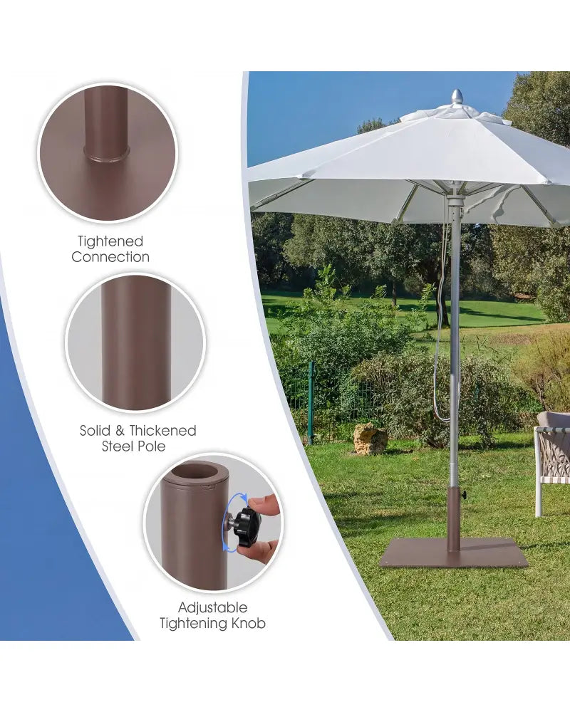 20 Inches Patio Umbrella Base Stand with 4 Adjustable Footpads-Brown - Brown - Outdoor Umbrella Bases