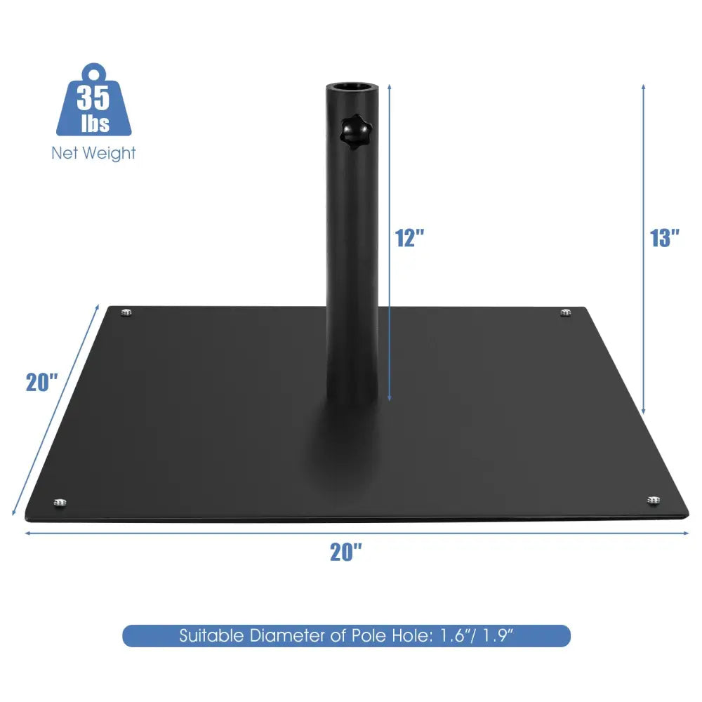 20 Inches Patio Umbrella Base with 4 Adjustable Footpads - Black - Outdoor Umbrella Bases