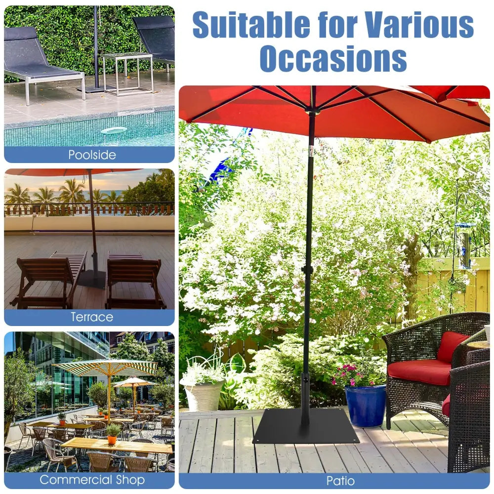 20 Inches Patio Umbrella Base with 4 Adjustable Footpads - Black - Outdoor Umbrella Bases