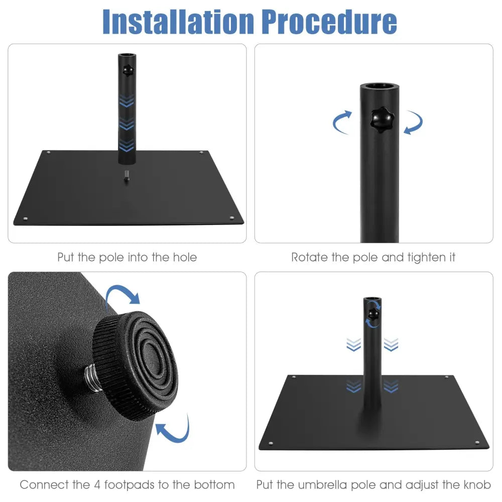 20 Inches Patio Umbrella Base with 4 Adjustable Footpads - Black - Outdoor Umbrella Bases