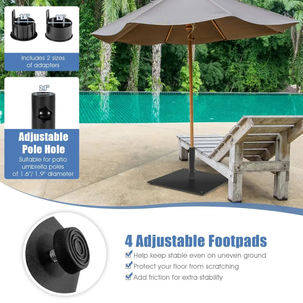 20 Inches Patio Umbrella Base with 4 Adjustable Footpads - Black - Outdoor Umbrella Bases